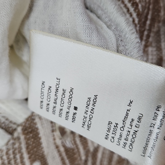 Free People Marta Yarn Dye Trousers White Tan Size 2 100% Cotton - Picture 12 of 13